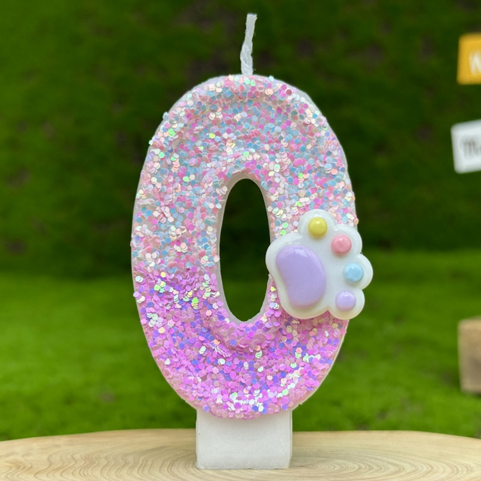 Holloyiver Dog Paw Birthday Number Candles for Cake Decoration, Pink Dog Cat Paw Number 0 Candle, Dog Themed Birthday Cake Topper for Party Decorations Favors Supplies